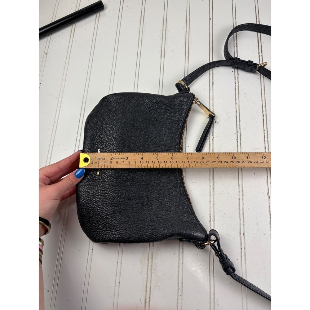 Michael Kors Black Nayla Medium Pebbled Leather Messenger Crossbody Shoulder Bag - Picture 11 of 11